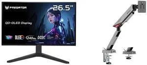 Acer Predator 27" WQHD 240Hz OLED Gaming Monitor with Adjustable Stand X27U W1bmiipprx, MSI MPG MT161R RGB Monitor Stand Arm, Supports 17-45" Screens, 35.2 lbs, VESA Compatible, Adjustable Mount, Clamp & Grommet, Quick Release - Black Acer Predator 27" WQHD 240Hz OLED Gaming Monitor with Adjustable Stand X27U W1bmiipprx, MSI MPG MT161R RGB Monitor Stand Arm, Supports 17-45" Screens, 35.2 lbs, VESA Compatible, Adjustable Mount, Clamp & Grommet, Quick Release - Black