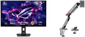 ASUS ROG Strix 32" 4K 165Hz OLED Gaming Monitor, FreeSync & G-Sync, HDR400, 0.03ms, Adjustable Stand XG32UCDS + MSI MPG MT161R RGB Monitor Stand, Supports 17-45" Screens, 35.2 lbs, VESA, Adjustable Mount, Clamp & Grommet, Quick Release - Bl ASUS ROG Strix 32" 4K 165Hz OLED Gaming Monitor, FreeSync & G-Sync, HDR400, 0.03ms, Adjustable Stand XG32UCDS + MSI MPG MT161R RGB Monitor Stand, Supports 17-45" Screens, 35.2 lbs, VESA, Adjustable Mount, Clamp & Grommet, Quick Release - Bl