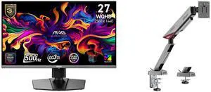 MSI 27" QHD 1440P 500Hz AMD FreeSync & G-Sync Compatible 0.03ms HDR500 USB-C OLED Gaming Monitor with Adjustable Stand MAG 272QP QD-OLED X50 + MSI MPG MT161R RGB Monitor Stand Arm, Supports 17-45" Screens, VESA Compatible, Black MSI 27" QHD 1440P 500Hz AMD FreeSync & G-Sync Compatible 0.03ms HDR500 USB-C OLED Gaming Monitor with Adjustable Stand MAG 272QP QD-OLED X50 + MSI MPG MT161R RGB Monitor Stand Arm, Supports 17-45" Screens, VESA Compatible, Black