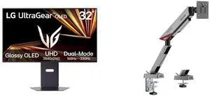 LG UltraGear 32" UHD 4K 165Hz 330Hz AMD FreeSync & G-Sync HDR400 OLED Gaming Monitor, Adjustable Stand 32GX850A-B MSI MPG MT161R RGB Monitor Stand, Supports 17-45" Screens, VESA Compatible, Adjustable Mount, Clamp & Grommet, Quick Release - LG UltraGear 32" UHD 4K 165Hz 330Hz AMD FreeSync & G-Sync HDR400 OLED Gaming Monitor, Adjustable Stand 32GX850A-B MSI MPG MT161R RGB Monitor Stand, Supports 17-45" Screens, VESA Compatible, Adjustable Mount, Clamp & Grommet, Quick Release -