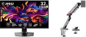 MSI 32" UHD 4K 240Hz Nvidia G-Sync 0.03ms 90W USB-C OLED Gaming Monitor, Height Adjustable & Swivel Stand MPG 321URX QD-OLED + MSI MPG MT161R RGB Monitor Stand Arm, Supports 17-45" Screens, VESA Compatible, Black MSI 32" UHD 4K 240Hz Nvidia G-Sync 0.03ms 90W USB-C OLED Gaming Monitor, Height Adjustable & Swivel Stand MPG 321URX QD-OLED + MSI MPG MT161R RGB Monitor Stand Arm, Supports 17-45" Screens, VESA Compatible, Black