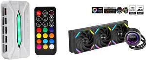 SAMA 20-Port Case Fan Hub with Remote, SATA Power 10-Port 4-Pin PWM Fan Speed and 10-Port 3-Pin ARGB Lighting Controller and SAMA Q60 Black CPU Liquid Cooler, 360MM Liquid Water Cooling with 2.8" LCD Display & XT120 Modular Fans LCP Blade for Enhanced Cooling and Noise Reduction, Compatible 115X, 2011, 1200, 1700, AM4, AM5 SAMA 20-Port Case Fan Hub with Remote, SATA Power 10-Port 4-Pin PWM Fan Speed and 10-Port 3-Pin ARGB Lighting Controller and SAMA Q60 Black CPU Liquid Cooler, 360MM Liquid Water Cooling with 2.8" LCD Display & XT120 Modular Fans LCP Blade for Enhanced Cooling and Noise Reduction, Compatible 115X, 2011, 1200, 1700, AM4, AM5