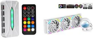 SAMA 20-Port Case Fan Hub with Remote, SATA Power 10-Port 4-Pin PWM Fan Speed and 10-Port 3-Pin ARGB Lighting Controller and SAMA Q60 White CPU Liquid Cooler, 360MM Liquid Water Cooling with 2.8" LCD Display & XT120 Modular Fans LCP Blade for Enhanced Cooling and Noise Reduction, Compatible 115X, 2011, 1200, 1700, AM4, AM5 SAMA 20-Port Case Fan Hub with Remote, SATA Power 10-Port 4-Pin PWM Fan Speed and 10-Port 3-Pin ARGB Lighting Controller and SAMA Q60 White CPU Liquid Cooler, 360MM Liquid Water Cooling with 2.8" LCD Display & XT120 Modular Fans LCP Blade for Enhanced Cooling and Noise Reduction, Compatible 115X, 2011, 1200, 1700, AM4, AM5