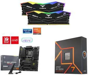 Team Group 16GB (2x8GB) DDR5 6000 RAM, MSI MAG B850 TOMAHAWK MAX WIFI ATX Motherboard, supports AMD Ryzen 9000/8000/7000, AM5, DDR5 Boost 8400+ MT/s, PCIe 5.0, M.2 Gen5, Wi-Fi 7, 5G LAN, AMD Ryzen 7 7700X 8-Core 4.5 GHz CPU Team Group 16GB (2x8GB) DDR5 6000 RAM, MSI MAG B850 TOMAHAWK MAX WIFI ATX Motherboard, supports AMD Ryzen 9000/8000/7000, AM5, DDR5 Boost 8400+ MT/s, PCIe 5.0, M.2 Gen5, Wi-Fi 7, 5G LAN, AMD Ryzen 7 7700X 8-Core 4.5 GHz CPU