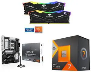 Team Group 16GB (2x8GB) DDR5 6000 RAM, ASUS B650E MAX GAMING WIFI ATX motherboard, DDR5, PCIe 5.0, 3x M.2, Wi-Fi 6E, 2.5Gb Ethernet, USB 10Gbps, Aura Sync, AMD Ryzen 7 7800X3D 8-Core 4.2 GHz CPU, Radeon Graphics Team Group 16GB (2x8GB) DDR5 6000 RAM, ASUS B650E MAX GAMING WIFI ATX motherboard, DDR5, PCIe 5.0, 3x M.2, Wi-Fi 6E, 2.5Gb Ethernet, USB 10Gbps, Aura Sync, AMD Ryzen 7 7800X3D 8-Core 4.2 GHz CPU, Radeon Graphics