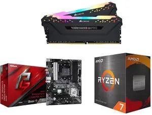 CORSAIR Vengeance RGB Pro 32GB (2x16GB) DDR4 3200 Desktop RAM, ASRock B550 Phantom Gaming 4/ac AM4 ATX Motherboard, AMD Ryzen 7 5700 8-Core 3.7GHz CPU, Socket AM4, 65W, No Integrated Graphics CORSAIR Vengeance RGB Pro 32GB (2x16GB) DDR4 3200 Desktop RAM, ASRock B550 Phantom Gaming 4/ac AM4 ATX Motherboard, AMD Ryzen 7 5700 8-Core 3.7GHz CPU, Socket AM4, 65W, No Integrated Graphics