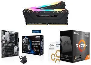 CORSAIR Vengeance RGB Pro 32GB (2x16GB) DDR4 3200 Desktop RAM, ASUS Prime B550-PLUS AC-HES AMD AM4 ATX motherboard (dual M.2, PCIe 4.0, WIFI 5), AMD Ryzen 7 5800X3D 8-Core 3.4 GHz CPU CORSAIR Vengeance RGB Pro 32GB (2x16GB) DDR4 3200 Desktop RAM, ASUS Prime B550-PLUS AC-HES AMD AM4 ATX motherboard (dual M.2, PCIe 4.0, WIFI 5), AMD Ryzen 7 5800X3D 8-Core 3.4 GHz CPU