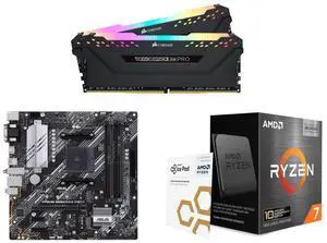CORSAIR Vengeance RGB Pro 32GB (2x16GB) DDR4 3200 Desktop RAM, ASUS Prime B550M-A WiFi II Micro ATX Motherboard (PCIe 4.0, WiFi 6, ECC, 1Gb LAN, HDMI 2.1, RGB), AMD Ryzen 7 5800X3D 8-Core 3.4GHz CPU CORSAIR Vengeance RGB Pro 32GB (2x16GB) DDR4 3200 Desktop RAM, ASUS Prime B550M-A WiFi II Micro ATX Motherboard (PCIe 4.0, WiFi 6, ECC, 1Gb LAN, HDMI 2.1, RGB), AMD Ryzen 7 5800X3D 8-Core 3.4GHz CPU
