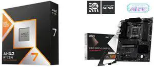 AMD Ryzen 7 9800X3D 8-Core 5.2 GHz, AM5 120W, Radeon Graphics - MSI PRO B850-S WIFI6E ATX Motherboard, Supports Ryzen 9000/8000/7000, DDR5 (8200+ MT/s OC), PCIe 4.0 x16, M.2 Gen5, Wi-Fi 6E, 2.5G LAN AMD Ryzen 7 9800X3D 8-Core 5.2 GHz, AM5 120W, Radeon Graphics - MSI PRO B850-S WIFI6E ATX Motherboard, Supports Ryzen 9000/8000/7000, DDR5 (8200+ MT/s OC), PCIe 4.0 x16, M.2 Gen5, Wi-Fi 6E, 2.5G LAN