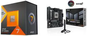 AMD Ryzen 7 7800X3D 8-Core 4.2 GHz, Socket AM5, Radeon Graphics, 120W, ASUS TUF GAMING B850M-E WIFI mATX motherboard, DDR5, PCIe 5.0, 3 M.2, WiFi 6E, 2.5Gb Ethernet, DisplayPort, HDMI, USB-C 10Gbps/5Gbps AMD Ryzen 7 7800X3D 8-Core 4.2 GHz, Socket AM5, Radeon Graphics, 120W, ASUS TUF GAMING B850M-E WIFI mATX motherboard, DDR5, PCIe 5.0, 3 M.2, WiFi 6E, 2.5Gb Ethernet, DisplayPort, HDMI, USB-C 10Gbps/5Gbps