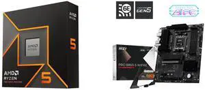 AMD Ryzen 5 9600X 6-Core 3.9GHz, AM5 65W, Radeon Graphics - MSI PRO B850-S WIFI6E ATX Motherboard, Supports Ryzen 9000/8000/7000, DDR5 8200+ MT/s OC, PCIe 4.0 x16, M.2 Gen5, Wi-Fi 6E, 2.5G LAN AMD Ryzen 5 9600X 6-Core 3.9GHz, AM5 65W, Radeon Graphics - MSI PRO B850-S WIFI6E ATX Motherboard, Supports Ryzen 9000/8000/7000, DDR5 8200+ MT/s OC, PCIe 4.0 x16, M.2 Gen5, Wi-Fi 6E, 2.5G LAN