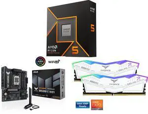 AMD Ryzen 5 9600X 6-Core 3.9GHz, AM5, Radeon Graphics, ASUS TUF B850M-E WIFI mATX, DDR5, PCIe 5.0, 3 M.2, WiFi 6E, 2.5GbE, USB-C, Team Group 16GB (2x8GB) DDR5 6000 RAM AMD Ryzen 5 9600X 6-Core 3.9GHz, AM5, Radeon Graphics, ASUS TUF B850M-E WIFI mATX, DDR5, PCIe 5.0, 3 M.2, WiFi 6E, 2.5GbE, USB-C, Team Group 16GB (2x8GB) DDR5 6000 RAM