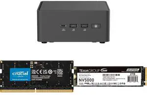 ASUS NUC 15 Pro RNUC15CRHU70000U Black Barebone System w/ Intel Ultra 7 255H CPU, Intel Arc 140T Graphics, US cord. Memory & Storage Sold Separately: Crucial 32GB DDR5 5600 SO-DIMM, Team Group NV5000 2TB PCIe 4.0 NVMe SSD ASUS NUC 15 Pro RNUC15CRHU70000U Black Barebone System w/ Intel Ultra 7 255H CPU, Intel Arc 140T Graphics, US cord. Memory & Storage Sold Separately: Crucial 32GB DDR5 5600 SO-DIMM, Team Group NV5000 2TB PCIe 4.0 NVMe SSD