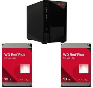 Asustor Nimbustor 2 Gen2 AS5402T 2 Bay NAS, Quad-Core 2.0GHz CPU, Dual 2.5GbE Ports, 4GB DDR4, Four M.2 SSD Slots (Diskless) 2 x WD Red Plus 10TB NAS Hard Disk Drive - 7200 RPM Class SATA 6Gb/s, CMR, 512MB Cache, 3.5 Inch - WD100EFGX Asustor Nimbustor 2 Gen2 AS5402T 2 Bay NAS, Quad-Core 2.0GHz CPU, Dual 2.5GbE Ports, 4GB DDR4, Four M.2 SSD Slots (Diskless) 2 x WD Red Plus 10TB NAS Hard Disk Drive - 7200 RPM Class SATA 6Gb/s, CMR, 512MB Cache, 3.5 Inch - WD100EFGX