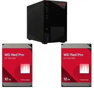 Asustor Nimbustor 2 Gen2 AS5402T 2 Bay NAS, Quad-Core 2.0GHz CPU, Dual 2.5GbE Ports, 4GB DDR4, Four M.2 SSD Slots (Diskless) 2 x WD Red Pro 12TB 7200 RPM 512MB Cache SATA 6.0Gb/s 3.5" Internal Hard Drive - WD122KFBX Asustor Nimbustor 2 Gen2 AS5402T 2 Bay NAS, Quad-Core 2.0GHz CPU, Dual 2.5GbE Ports, 4GB DDR4, Four M.2 SSD Slots (Diskless) 2 x WD Red Pro 12TB 7200 RPM 512MB Cache SATA 6.0Gb/s 3.5" Internal Hard Drive - WD122KFBX