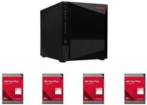 Asustor Nimbustor 4 Gen2 AS5404T 4 Bay NAS, Quad-Core 2.0GHz CPU, Dual 2.5GbE Ports, 4GB DDR4, Four M.2 SSD Slots (Diskless) 4 x WD Red Plus 8TB 5640 RPM 256MB Cache SATA 6.0Gb/s 3.5" Hard Drives -WD80EFPX Asustor Nimbustor 4 Gen2 AS5404T 4 Bay NAS, Quad-Core 2.0GHz CPU, Dual 2.5GbE Ports, 4GB DDR4, Four M.2 SSD Slots (Diskless) 4 x WD Red Plus 8TB 5640 RPM 256MB Cache SATA 6.0Gb/s 3.5" Hard Drives -WD80EFPX
