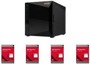 Asustor AS3304T v2 Drivestor 4 Pro Gen2 4 Bay NAS, Quad-Core 1.7GHz CPU, 2.5GbE Port, 2GB DDR4 (Diskless) 4 x WD Red Pro 8TB 7200 RPM 256MB Cache SATA 6.0Gb/s 3.5" Internal Hard Drive Bare Drive - WD8005FFBX Asustor AS3304T v2 Drivestor 4 Pro Gen2 4 Bay NAS, Quad-Core 1.7GHz CPU, 2.5GbE Port, 2GB DDR4 (Diskless) 4 x WD Red Pro 8TB 7200 RPM 256MB Cache SATA 6.0Gb/s 3.5" Internal Hard Drive Bare Drive - WD8005FFBX