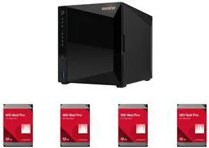 Asustor AS3304T v2 Drivestor 4 Pro Gen2 4 Bay NAS, Quad-Core 1.7GHz CPU, 2.5GbE Port, 2GB DDR4 (Diskless) 4 x WD Red Pro 12TB 7200 RPM 512MB Cache SATA 6.0Gb/s 3.5" Internal Hard Drive - WD122KFBX Asustor AS3304T v2 Drivestor 4 Pro Gen2 4 Bay NAS, Quad-Core 1.7GHz CPU, 2.5GbE Port, 2GB DDR4 (Diskless) 4 x WD Red Pro 12TB 7200 RPM 512MB Cache SATA 6.0Gb/s 3.5" Internal Hard Drive - WD122KFBX