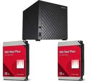 Asustor AS1204T Drivestor 4 Gen 2 NAS, Quad-Core 1.7GHz, 2.5GbE, 1GB DDR4, 3x USB 3.2, 90W PSU (Diskless) + 2x WD Red Plus 12TB HDD, 7200 RPM, SATA 6Gb/s, CMR, 512MB Cache, 3.5" - WD120EFGX Asustor AS1204T Drivestor 4 Gen 2 NAS, Quad-Core 1.7GHz, 2.5GbE, 1GB DDR4, 3x USB 3.2, 90W PSU (Diskless) + 2x WD Red Plus 12TB HDD, 7200 RPM, SATA 6Gb/s, CMR, 512MB Cache, 3.5" - WD120EFGX