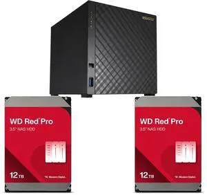 Asustor AS1204T Drivestor 4 Gen 2 NAS: Quad-Core 1.7GHz, 2.5GbE, 1GB DDR4, 3x USB 3.2 Gen 1, 90W PSU (Diskless) + 2x WD Red Pro 12TB 7200 RPM 512MB Cache SATA 6.0Gb/s 3.5" HDD - WD122KFBX Asustor AS1204T Drivestor 4 Gen 2 NAS: Quad-Core 1.7GHz, 2.5GbE, 1GB DDR4, 3x USB 3.2 Gen 1, 90W PSU (Diskless) + 2x WD Red Pro 12TB 7200 RPM 512MB Cache SATA 6.0Gb/s 3.5" HDD - WD122KFBX
