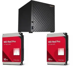 Asustor AS1204T Drivestor 4 Gen 2 NAS: Quad-Core 1.7GHz, 2.5GbE, 1GB DDR4, 3x USB 3.2, 90W PSU (Diskless). Includes 2x WD Red Pro 10TB HDD, 7200 RPM, SATA 6Gb/s, CMR, 512MB Cache, 3.5" - WD103KFBX Asustor AS1204T Drivestor 4 Gen 2 NAS: Quad-Core 1.7GHz, 2.5GbE, 1GB DDR4, 3x USB 3.2, 90W PSU (Diskless). Includes 2x WD Red Pro 10TB HDD, 7200 RPM, SATA 6Gb/s, CMR, 512MB Cache, 3.5" - WD103KFBX