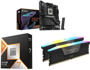 GIGABYTE X870E AORUS ELITE WIFI7 AM5, ATX, DDR5, 4x M.2, PCIe 5.0, USB4, Wi-Fi 7, 2.5GbE LAN, EZ-Latch, 5-Year Warranty AMD Ryzen 7 9800X3D 8-Core 5.2 GHz, AM5 120W, Radeon Graphics CORSAIR Vengeance RGB 32GB DDR5 6000 GIGABYTE X870E AORUS ELITE WIFI7 AM5, ATX, DDR5, 4x M.2, PCIe 5.0, USB4, Wi-Fi 7, 2.5GbE LAN, EZ-Latch, 5-Year Warranty AMD Ryzen 7 9800X3D 8-Core 5.2 GHz, AM5 120W, Radeon Graphics CORSAIR Vengeance RGB 32GB DDR5 6000