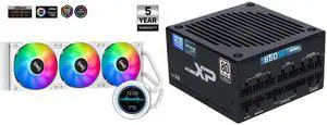 SAMA SM360 PRO AIO 360mm Liquid Cooler 2.8 inch Screen LCD Display CPU Cooler , Gaming Computer PC Cooler with 3 ARGB PWM Silent Fans and SAMA XP 850w ATX Power Supply PSU For Gaming Computer PC Power Supply Unit - 80 Plus Platinum Gold - ATX 3.0 & PCIe 5.0 Compliant - Fully Modular - Low Noise FDB ECO Silent Fan Japanese Capacitors SAMA SM360 PRO AIO 360mm Liquid Cooler 2.8 inch Screen LCD Display CPU Cooler , Gaming Computer PC Cooler with 3 ARGB PWM Silent Fans and SAMA XP 850w ATX Power Supply PSU For Gaming Computer PC Power Supply Unit - 80 Plus Platinum Gold - ATX 3.0 & PCIe 5.0 Compliant - Fully Modular - Low Noise FDB ECO Silent Fan Japanese Capacitors