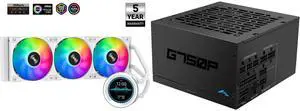 SAMA SM360 PRO AIO 360mm Liquid Cooler 2.8 inch Screen LCD Display CPU Cooler , Gaming Computer PC Cooler with 3 ARGB PWM Silent Fans and SAMA GP750 750W ATX 3.1 Fully Modular Power Supply, Cybenetics Gold Certified, PCIe 5.1 Ready 12V-2x6 (450W), Full Bridge LLC + DC-DC Design, 120mm FDB Silent Fan, Gaming PC PSU SAMA SM360 PRO AIO 360mm Liquid Cooler 2.8 inch Screen LCD Display CPU Cooler , Gaming Computer PC Cooler with 3 ARGB PWM Silent Fans and SAMA GP750 750W ATX 3.1 Fully Modular Power Supply, Cybenetics Gold Certified, PCIe 5.1 Ready 12V-2x6 (450W), Full Bridge LLC + DC-DC Design, 120mm FDB Silent Fan, Gaming PC PSU