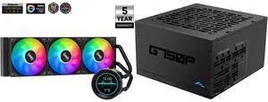 SAMA SM360 PRO AIO 360mm Liquid Cooler 2.8 inch Screen LCD Display CPU Cooler , Gaming Computer PC Cooler with 3 ARGB PWM Silent Fans and SAMA GP750 750W ATX 3.1 Fully Modular Power Supply, Cybenetics Gold Certified, PCIe 5.1 Ready 12V-2x6 (450W), Full Bridge LLC + DC-DC Design, 120mm FDB Silent Fan, Gaming PC PSU SAMA SM360 PRO AIO 360mm Liquid Cooler 2.8 inch Screen LCD Display CPU Cooler , Gaming Computer PC Cooler with 3 ARGB PWM Silent Fans and SAMA GP750 750W ATX 3.1 Fully Modular Power Supply, Cybenetics Gold Certified, PCIe 5.1 Ready 12V-2x6 (450W), Full Bridge LLC + DC-DC Design, 120mm FDB Silent Fan, Gaming PC PSU