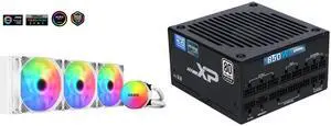 SAMA SI360 Liquid CPU Cooler 360mm Addressable RGB Pump PWM & FDB Fans AIO Water Cooler and SAMA XP 850w ATX Power Supply PSU For Gaming Computer PC Power Supply Unit - 80 Plus Platinum Gold - ATX 3.0 & PCIe 5.0 Compliant - Fully Modular - Low Noise FDB ECO Silent Fan Japanese Capacitors SAMA SI360 Liquid CPU Cooler 360mm Addressable RGB Pump PWM & FDB Fans AIO Water Cooler and SAMA XP 850w ATX Power Supply PSU For Gaming Computer PC Power Supply Unit - 80 Plus Platinum Gold - ATX 3.0 & PCIe 5.0 Compliant - Fully Modular - Low Noise FDB ECO Silent Fan Japanese Capacitors