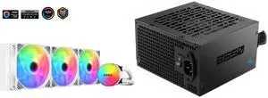 SAMA SI360 Liquid CPU Cooler 360mm Addressable RGB Pump PWM & FDB Fans AIO Water Cooler and SAMA B650 650W ATX 3.1 Power Supply, Cybenetics Bronze Certified, PCIe 5.1 Ready 12V-2x6 (450W), APFC LLC + DC-DC Design, 120mm Silent Fan, Non-Modular Gaming PC PSU SAMA SI360 Liquid CPU Cooler 360mm Addressable RGB Pump PWM & FDB Fans AIO Water Cooler and SAMA B650 650W ATX 3.1 Power Supply, Cybenetics Bronze Certified, PCIe 5.1 Ready 12V-2x6 (450W), APFC LLC + DC-DC Design, 120mm Silent Fan, Non-Modular Gaming PC PSU