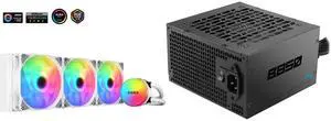SAMA SI360 Liquid CPU Cooler 360mm Addressable RGB Pump PWM & FDB Fans AIO Water Cooler and SAMA B850 850W ATX 3.1 Power Supply, Cybenetics Bronze Certified, PCIe 5.1 Ready 12V-2x6 (450W), APFC LLC + DC-DC Design, 120mm Silent Fan, Non-Modular Gaming PC PSU SAMA SI360 Liquid CPU Cooler 360mm Addressable RGB Pump PWM & FDB Fans AIO Water Cooler and SAMA B850 850W ATX 3.1 Power Supply, Cybenetics Bronze Certified, PCIe 5.1 Ready 12V-2x6 (450W), APFC LLC + DC-DC Design, 120mm Silent Fan, Non-Modular Gaming PC PSU