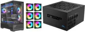 SAMA V43 ATX Gaming PC Case, 6 x ARGB Infinity Mirror Fans + PWM Hub Included, High Airflow, USB 3.2 Gen2x2 Type-C, Supports 360mm Radiator, 427mm GPU, Tempered Glass Black and SAMA GP750 750W ATX 3.1 Fully Modular Power Supply, Cybenetics Gold Certified, PCIe 5.1 Ready 12V-2x6 (450W), Full Bridge LLC + DC-DC Design, 120mm FDB Silent Fan, Gaming PC PSU SAMA V43 ATX Gaming PC Case, 6 x ARGB Infinity Mirror Fans + PWM Hub Included, High Airflow, USB 3.2 Gen2x2 Type-C, Supports 360mm Radiator, 427mm GPU, Tempered Glass Black and SAMA GP750 750W ATX 3.1 Fully Modular Power Supply, Cybenetics Gold Certified, PCIe 5.1 Ready 12V-2x6 (450W), Full Bridge LLC + DC-DC Design, 120mm FDB Silent Fan, Gaming PC PSU
