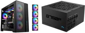 SAMA S50 ATX Mid Tower Case with 4 ARGB PWM Fans&Hub,PPLP A+ High Airflow Dual-Chamber Gaming Case,USB 3.2 Gen2x2 Type-C,Supports ATX/MATX/ITX Back-Connect Motherboard,410mm GPU&360mm Radiator,Black and SAMA GP750 750W ATX 3.1 Fully Modular Power Supply, Cybenetics Gold Certified, PCIe 5.1 Ready 12V-2x6 (450W), Full Bridge LLC + DC-DC Design, 120mm FDB Silent Fan, Gaming PC PSU SAMA S50 ATX Mid Tower Case with 4 ARGB PWM Fans&Hub,PPLP A+ High Airflow Dual-Chamber Gaming Case,USB 3.2 Gen2x2 Type-C,Supports ATX/MATX/ITX Back-Connect Motherboard,410mm GPU&360mm Radiator,Black and SAMA GP750 750W ATX 3.1 Fully Modular Power Supply, Cybenetics Gold Certified, PCIe 5.1 Ready 12V-2x6 (450W), Full Bridge LLC + DC-DC Design, 120mm FDB Silent Fan, Gaming PC PSU