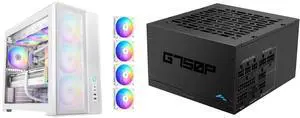 SAMA S50 ATX Mid Tower Case with 4 ARGB PWM Fans&Hub,PPLP A+ High Airflow Dual-Chamber Gaming Case,USB 3.2 Gen2x2 Type-C,Supports ATX/MATX/ITX Back-Connect Motherboard,410mm GPU&360mm Radiator,White and SAMA GP750 750W ATX 3.1 Fully Modular Power Supply, Cybenetics Gold Certified, PCIe 5.1 Ready 12V-2x6 (450W), Full Bridge LLC + DC-DC Design, 120mm FDB Silent Fan, Gaming PC PSU SAMA S50 ATX Mid Tower Case with 4 ARGB PWM Fans&Hub,PPLP A+ High Airflow Dual-Chamber Gaming Case,USB 3.2 Gen2x2 Type-C,Supports ATX/MATX/ITX Back-Connect Motherboard,410mm GPU&360mm Radiator,White and SAMA GP750 750W ATX 3.1 Fully Modular Power Supply, Cybenetics Gold Certified, PCIe 5.1 Ready 12V-2x6 (450W), Full Bridge LLC + DC-DC Design, 120mm FDB Silent Fan, Gaming PC PSU