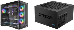 SAMA V62 Mid-Tower PC Case, 7x120mm Pre-Installed ARGB PWM Fans, 4mm Tempered Glass, USB 3.1 Type-C & USB 3.0 Ports, 7 Slots, Support ATX/MATX/ITX, Back-Connect Ready, Black and SAMA GP750 750W ATX 3.1 Fully Modular Power Supply, Cybenetics Gold Certified, PCIe 5.1 Ready 12V-2x6 (450W), Full Bridge LLC + DC-DC Design, 120mm FDB Silent Fan, Gaming PC PSU SAMA V62 Mid-Tower PC Case, 7x120mm Pre-Installed ARGB PWM Fans, 4mm Tempered Glass, USB 3.1 Type-C & USB 3.0 Ports, 7 Slots, Support ATX/MATX/ITX, Back-Connect Ready, Black and SAMA GP750 750W ATX 3.1 Fully Modular Power Supply, Cybenetics Gold Certified, PCIe 5.1 Ready 12V-2x6 (450W), Full Bridge LLC + DC-DC Design, 120mm FDB Silent Fan, Gaming PC PSU