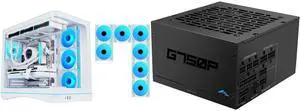 SAMA V62 Mid-Tower PC Case, 7x120mm Pre-Installed ARGB PWM Fans, 4mm Tempered Glass, USB 3.1 Type-C & USB 3.0 Ports, 7 Slots, Support ATX/MATX/ITX, Back-Connect Ready, White and SAMA GP750 750W ATX 3.1 Fully Modular Power Supply, Cybenetics Gold Certified, PCIe 5.1 Ready 12V-2x6 (450W), Full Bridge LLC + DC-DC Design, 120mm FDB Silent Fan, Gaming PC PSU SAMA V62 Mid-Tower PC Case, 7x120mm Pre-Installed ARGB PWM Fans, 4mm Tempered Glass, USB 3.1 Type-C & USB 3.0 Ports, 7 Slots, Support ATX/MATX/ITX, Back-Connect Ready, White and SAMA GP750 750W ATX 3.1 Fully Modular Power Supply, Cybenetics Gold Certified, PCIe 5.1 Ready 12V-2x6 (450W), Full Bridge LLC + DC-DC Design, 120mm FDB Silent Fan, Gaming PC PSU