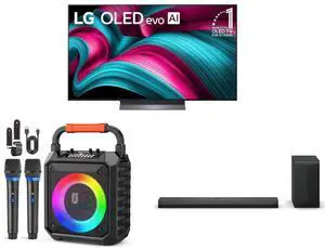 LG 55" OLED evo AI 4K C5 Smart TV w/Dolby Atmos, Vision, HDR10, AI Upscaling, Filmmaker Mode, Alexa (OLED55C5PUA, 2025) JYX Karaoke Machine w/2 Mics, Bluetooth Speaker, RGB Lights, Supports BT/TF/USB/AUX/FM/REC/TWS LG S70TY 3.1.1 Dolby Atmo LG 55" OLED evo AI 4K C5 Smart TV w/Dolby Atmos, Vision, HDR10, AI Upscaling, Filmmaker Mode, Alexa (OLED55C5PUA, 2025) JYX Karaoke Machine w/2 Mics, Bluetooth Speaker, RGB Lights, Supports BT/TF/USB/AUX/FM/REC/TWS LG S70TY 3.1.1 Dolby Atmo
