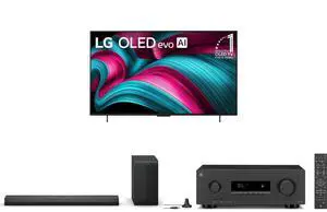 LG 42" OLED evo 4K C5 Smart TV w/Dolby Atmos & Vision, HDR10, Filmmaker Mode, Alexa (OLED42C5PUA, 2025) LG S70TY 3.1.1 Dolby Atmos Soundbar YAMAHA RX300ABL 5.2-Channel AV Receiver w/4K120/8K HDMI, Bluetooth LG 42" OLED evo 4K C5 Smart TV w/Dolby Atmos & Vision, HDR10, Filmmaker Mode, Alexa (OLED42C5PUA, 2025) LG S70TY 3.1.1 Dolby Atmos Soundbar YAMAHA RX300ABL 5.2-Channel AV Receiver w/4K120/8K HDMI, Bluetooth