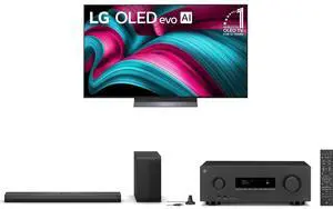 LG 55" OLED evo AI 4K C5 Smart TV w/Dolby Atmos, Vision, HDR10, AI Upscaling, Filmmaker Mode, Alexa (OLED55C5PUA, 2025) + LG S70TY 3.1.1 Dolby Atmos Soundbar + YAMAHA RX300ABL 5.2 AV Receiver w/4K120/8K HDMI, Bluetooth LG 55" OLED evo AI 4K C5 Smart TV w/Dolby Atmos, Vision, HDR10, AI Upscaling, Filmmaker Mode, Alexa (OLED55C5PUA, 2025) + LG S70TY 3.1.1 Dolby Atmos Soundbar + YAMAHA RX300ABL 5.2 AV Receiver w/4K120/8K HDMI, Bluetooth