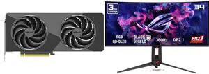 PNY GeForce RTX 5070 Slim Graphics Card & ASUS ROG SWIFT 34" QHD 360Hz Curved OLED Gaming Monitor, AMD FreeSync, G-SYNC, HDR500, USB-C, Height Adjustable, Swivel & Tilt Stand PG34WCDN PNY GeForce RTX 5070 Slim Graphics Card & ASUS ROG SWIFT 34" QHD 360Hz Curved OLED Gaming Monitor, AMD FreeSync, G-SYNC, HDR500, USB-C, Height Adjustable, Swivel & Tilt Stand PG34WCDN