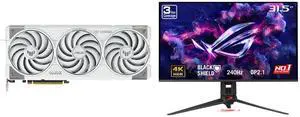 ASUS TUF Gaming white GeForce RTX 5070 Ti OC 16GB GDDR7 PCIe 5.0 DLSS 4.0 Graphics Card & ASUS ROG Swift 32" UHD 4K 240Hz FreeSync/G-Sync HDR500 USB-C GEN 3 OLED Monitor with Adjustable Stand PG32UCDM3 ASUS TUF Gaming white GeForce RTX 5070 Ti OC 16GB GDDR7 PCIe 5.0 DLSS 4.0 Graphics Card & ASUS ROG Swift 32" UHD 4K 240Hz FreeSync/G-Sync HDR500 USB-C GEN 3 OLED Monitor with Adjustable Stand PG32UCDM3