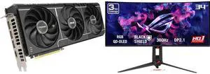ASUS PRIME GeForce RTX 5080 Video Card PRIME-RTX5080-O16G-EVO & ASUS ROG SWIFT 34" QHD 1440P 360Hz FreeSync/G-SYNC HDR500 Curved OLED Gaming Monitor with Adjustable Stand PG34WCDN ASUS PRIME GeForce RTX 5080 Video Card PRIME-RTX5080-O16G-EVO & ASUS ROG SWIFT 34" QHD 1440P 360Hz FreeSync/G-SYNC HDR500 Curved OLED Gaming Monitor with Adjustable Stand PG34WCDN