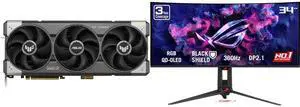 ASUS TUF Gaming GeForce RTX 5080 16GB GDDR7 OC Graphics Card (PCIe 5.0, HDMI/DP 2.1, 3.6-slot, military-grade, detachable adapter) ASUS ROG SWIFT 34" QHD 360Hz FreeSync/G-SYNC HDR500 Curved OLED Monitor, Adjustable Stand PG34WCDN ASUS TUF Gaming GeForce RTX 5080 16GB GDDR7 OC Graphics Card (PCIe 5.0, HDMI/DP 2.1, 3.6-slot, military-grade, detachable adapter) ASUS ROG SWIFT 34" QHD 360Hz FreeSync/G-SYNC HDR500 Curved OLED Monitor, Adjustable Stand PG34WCDN