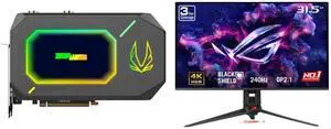 ZOTAC ARCTICSTORM AIO GeForce RTX 5090 Graphics Card & ASUS ROG Swift 32" UHD 4K 240Hz Gaming Monitor, AMD FreeSync, G-Sync, 0.03ms, HDR500, USB-C, Height Adjustable, Swivel & Tilt Stand ZOTAC ARCTICSTORM AIO GeForce RTX 5090 Graphics Card & ASUS ROG Swift 32" UHD 4K 240Hz Gaming Monitor, AMD FreeSync, G-Sync, 0.03ms, HDR500, USB-C, Height Adjustable, Swivel & Tilt Stand