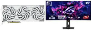 ASUS TUF Gaming GeForce RTX 5070 Ti OC 16GB GDDR7 PCIe 5.0 DLSS 4.0 Graphics Card & ASUS ROG Strix 34" UltraWide QHD 280Hz G-Sync HDR500 0.03ms USB-C OLED Curved Gaming Monitor XG34WCDMS ASUS TUF Gaming GeForce RTX 5070 Ti OC 16GB GDDR7 PCIe 5.0 DLSS 4.0 Graphics Card & ASUS ROG Strix 34" UltraWide QHD 280Hz G-Sync HDR500 0.03ms USB-C OLED Curved Gaming Monitor XG34WCDMS