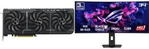 ASUS PRIME GeForce RTX 5080 16GB GDDR7 OC Edition PCIe 5.0 DLSS 4.0 Graphics Card & ASUS ROG Strix 34" UltraWide QHD 1440P 280Hz G-Sync HDR500 0.03ms USB-C OLED Curved Gaming Monitor XG34WCDMS ASUS PRIME GeForce RTX 5080 16GB GDDR7 OC Edition PCIe 5.0 DLSS 4.0 Graphics Card & ASUS ROG Strix 34" UltraWide QHD 1440P 280Hz G-Sync HDR500 0.03ms USB-C OLED Curved Gaming Monitor XG34WCDMS