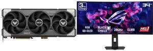 ASUS TUF Gaming GeForce RTX 5080 16GB GDDR7 OC Graphics Card (PCIe 5.0, HDMI/DP 2.1, 3.6-slot, military-grade, detachable adapter) ASUS ROG Strix 34" UltraWide QHD 280Hz G-Sync HDR500 0.03ms USB-C OLED Curved Monitor XG34WCDMS ASUS TUF Gaming GeForce RTX 5080 16GB GDDR7 OC Graphics Card (PCIe 5.0, HDMI/DP 2.1, 3.6-slot, military-grade, detachable adapter) ASUS ROG Strix 34" UltraWide QHD 280Hz G-Sync HDR500 0.03ms USB-C OLED Curved Monitor XG34WCDMS