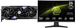 MSI Gaming GeForce RTX 5070 Graphics Card 12G GAMING TRIO OC, MSI 24" Full HD 180Hz AMD FreeSync HDR 1ms 1500R 105% sRGB Anti-Glare Curved Gaming Monitor Frameless Design MAG 244C MSI Gaming GeForce RTX 5070 Graphics Card 12G GAMING TRIO OC, MSI 24" Full HD 180Hz AMD FreeSync HDR 1ms 1500R 105% sRGB Anti-Glare Curved Gaming Monitor Frameless Design MAG 244C
