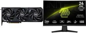 MSI SHADOW GeForce RTX 5070 Ti Graphics Card 16G SHADOW 3X OC, MSI 24" Full HD 180Hz AMD FreeSync HDR 1ms 1500R 105% sRGB Anti-Glare Curved Gaming Monitor Frameless Design MAG 244C MSI SHADOW GeForce RTX 5070 Ti Graphics Card 16G SHADOW 3X OC, MSI 24" Full HD 180Hz AMD FreeSync HDR 1ms 1500R 105% sRGB Anti-Glare Curved Gaming Monitor Frameless Design MAG 244C